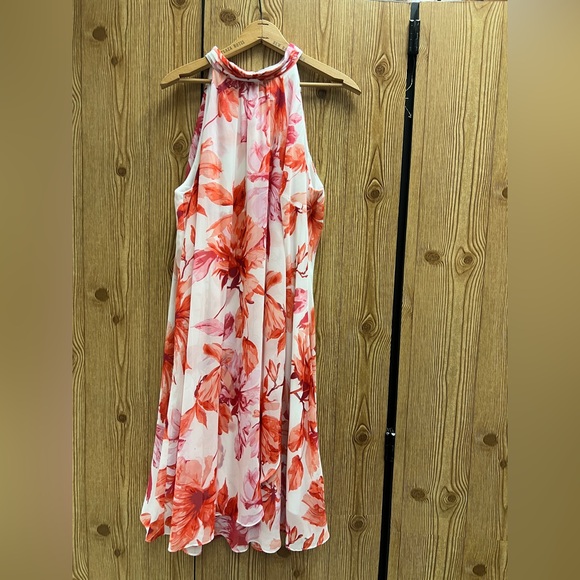 SLNY Dresses & Skirts - SLNY Floral Halter Dress Orange and red size 16